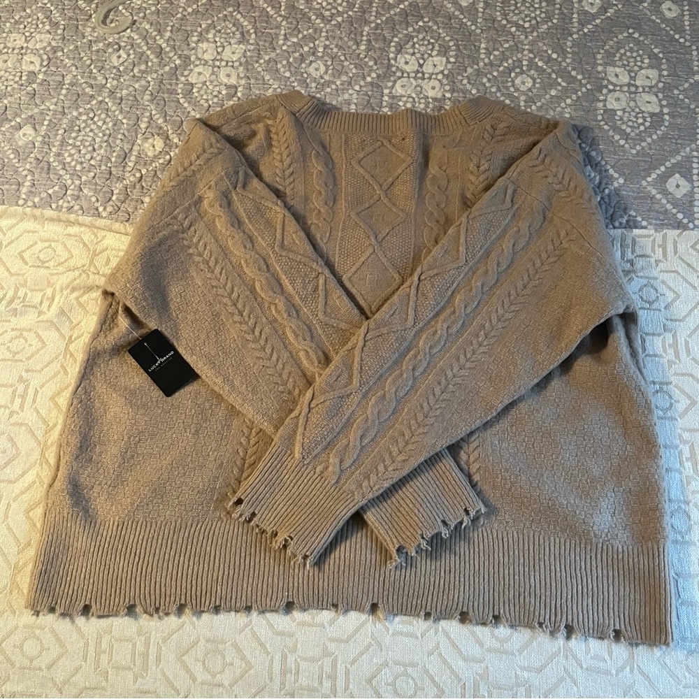 Lucky Brand Taupe Cable Knit Cardigan. Size XL, NWT.. - Picture 9 of 9